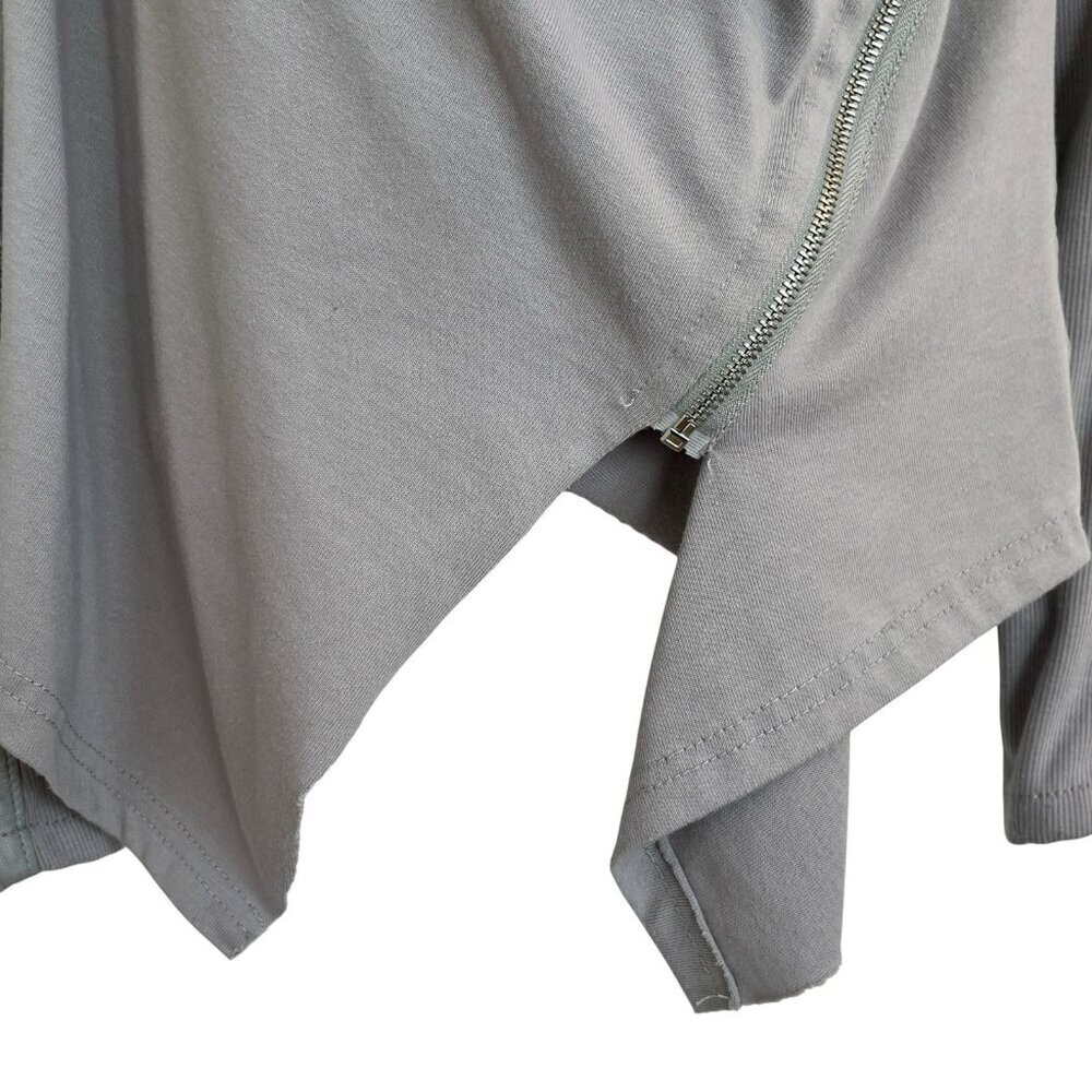 Blank NYC Womens Gray Asymmetrical Full Zip Drape Moto Jacket Faux Leather Small - Picture 11 of 16
